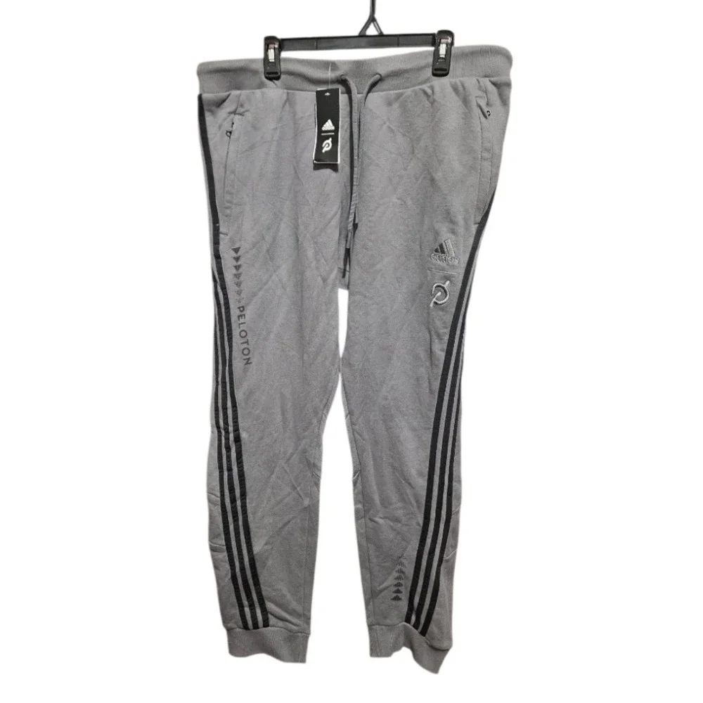 Adidas Peloton Mens 2XL Gray 3 Stripe Jogger Sweatpants Training‎ Gym HE2038 New